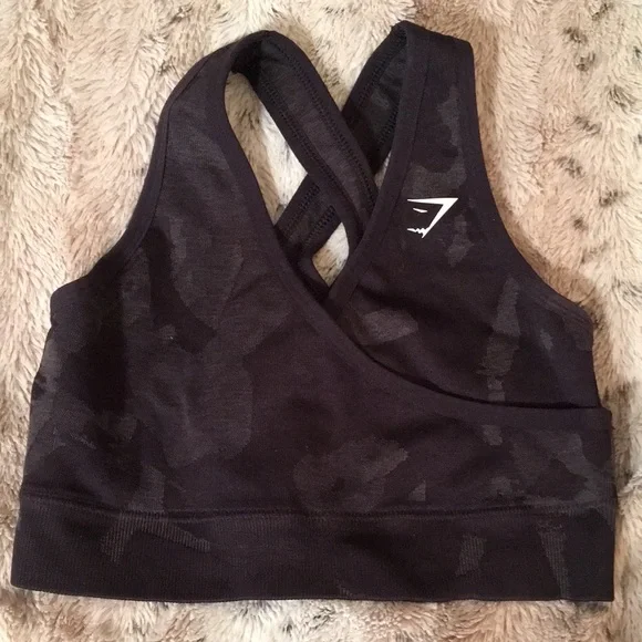 Gymshark Black Sports Bra Moisture-Wicking Racerback NEW - Picture 7 of 10